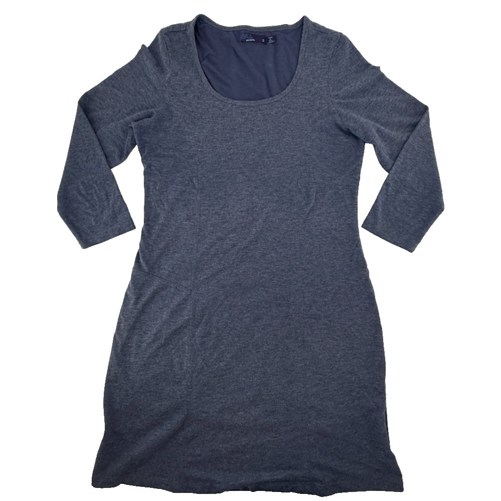 prAna Soskia Wool Blend Womens Small Blue Long Sleeve Fit & Flare Dress